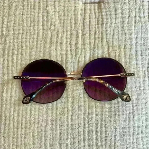 Ba&Sh Lucia Metal Black Round Sunglasses Blue Violet Undertone With Case - Picture 4 of 9